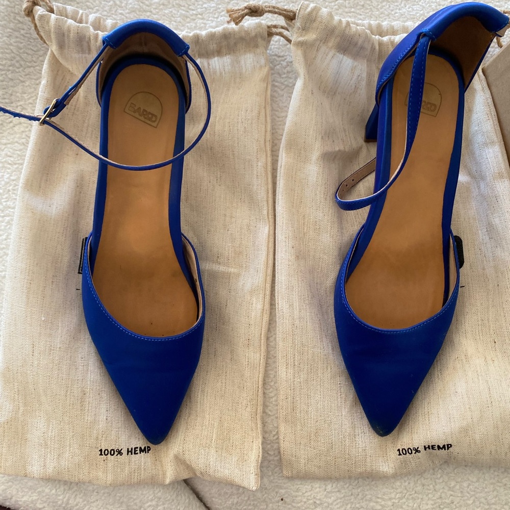 Bared Footwear One of a Kind Blue Satin High Heels- Worn Once size 38 (7.5-8 US)